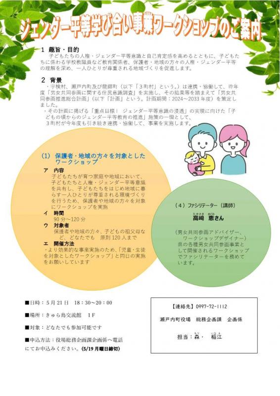 ジェンダー平等学び合い事業ワークショップの案内
