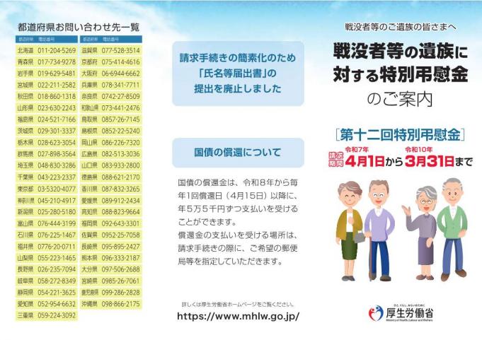 戦没者等の遺族に対する特別弔慰金のご案内1