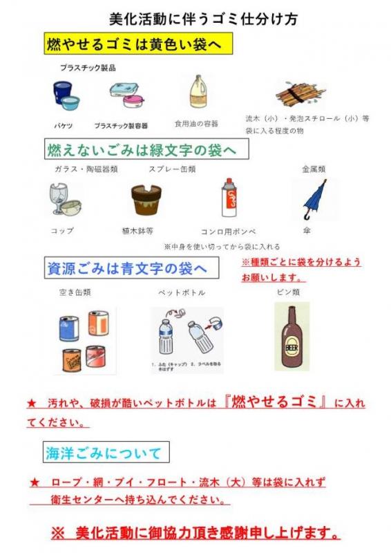 美化活動に伴うごみの仕分け方1