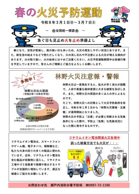 令和8年春の火災予防運動