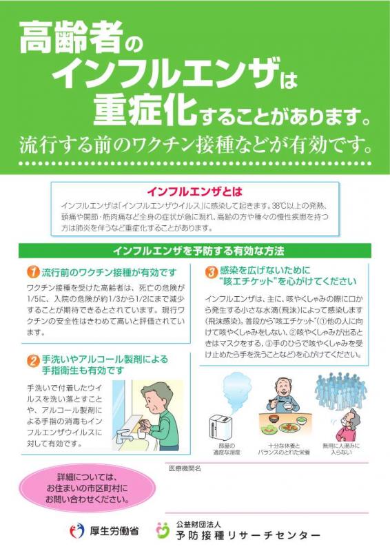高齢者インフルエンザの定期接種ワクチンについて1