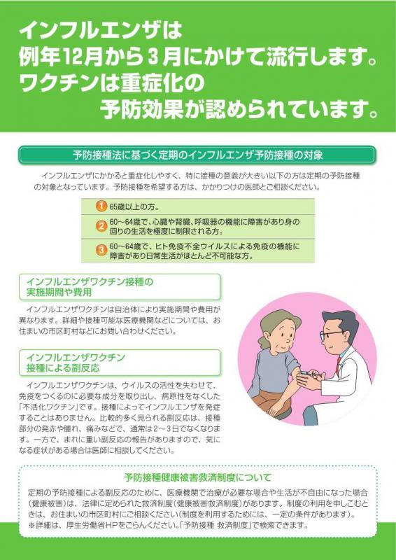 高齢者インフルエンザの定期接種ワクチンについて2